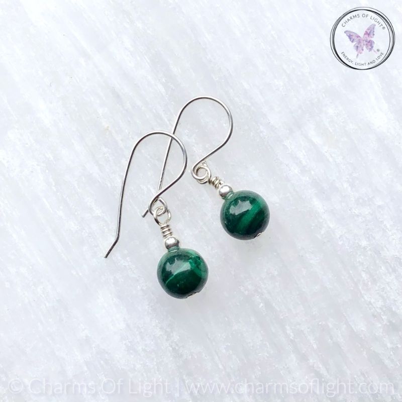 Classical Malachite Silver Earrings